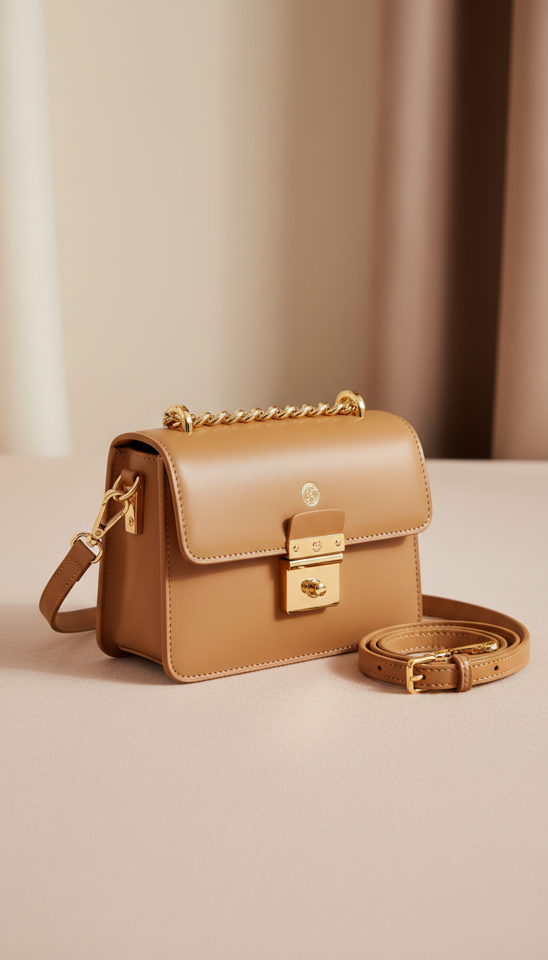Mini Crossbody Satchel with Gold Hardware