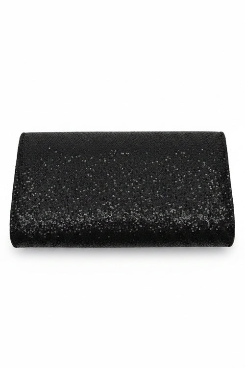 Black Sparkle Clutch with Gold Trim