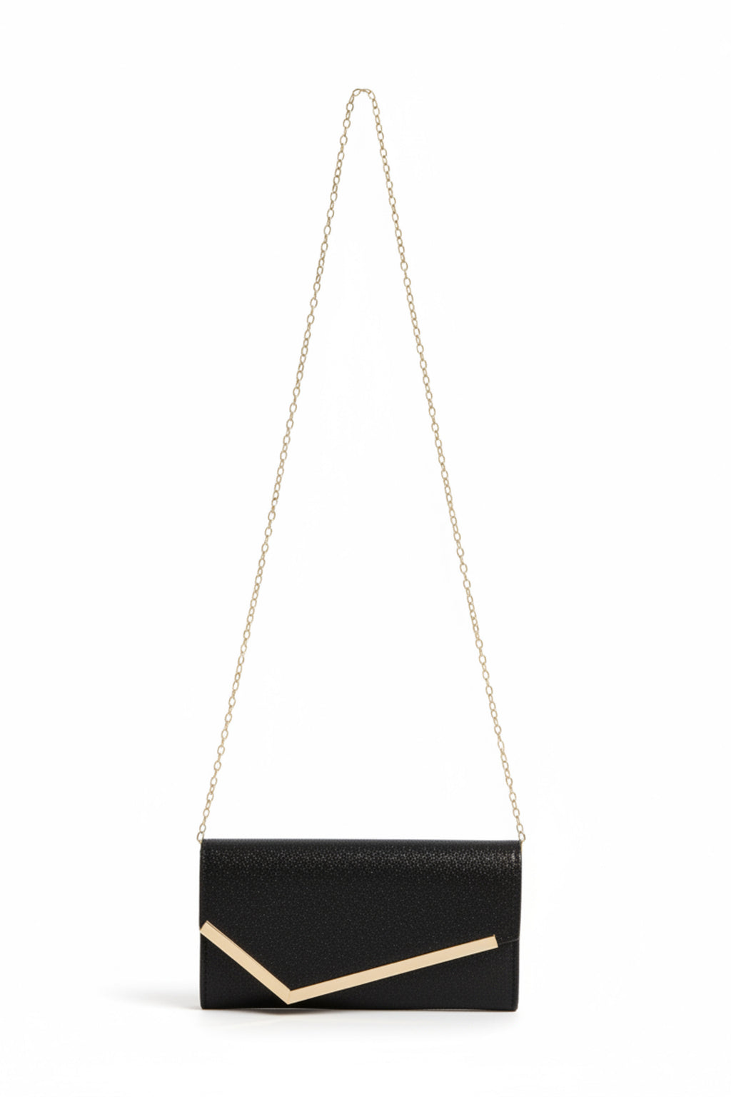 Black Sparkle Clutch with Gold Trim