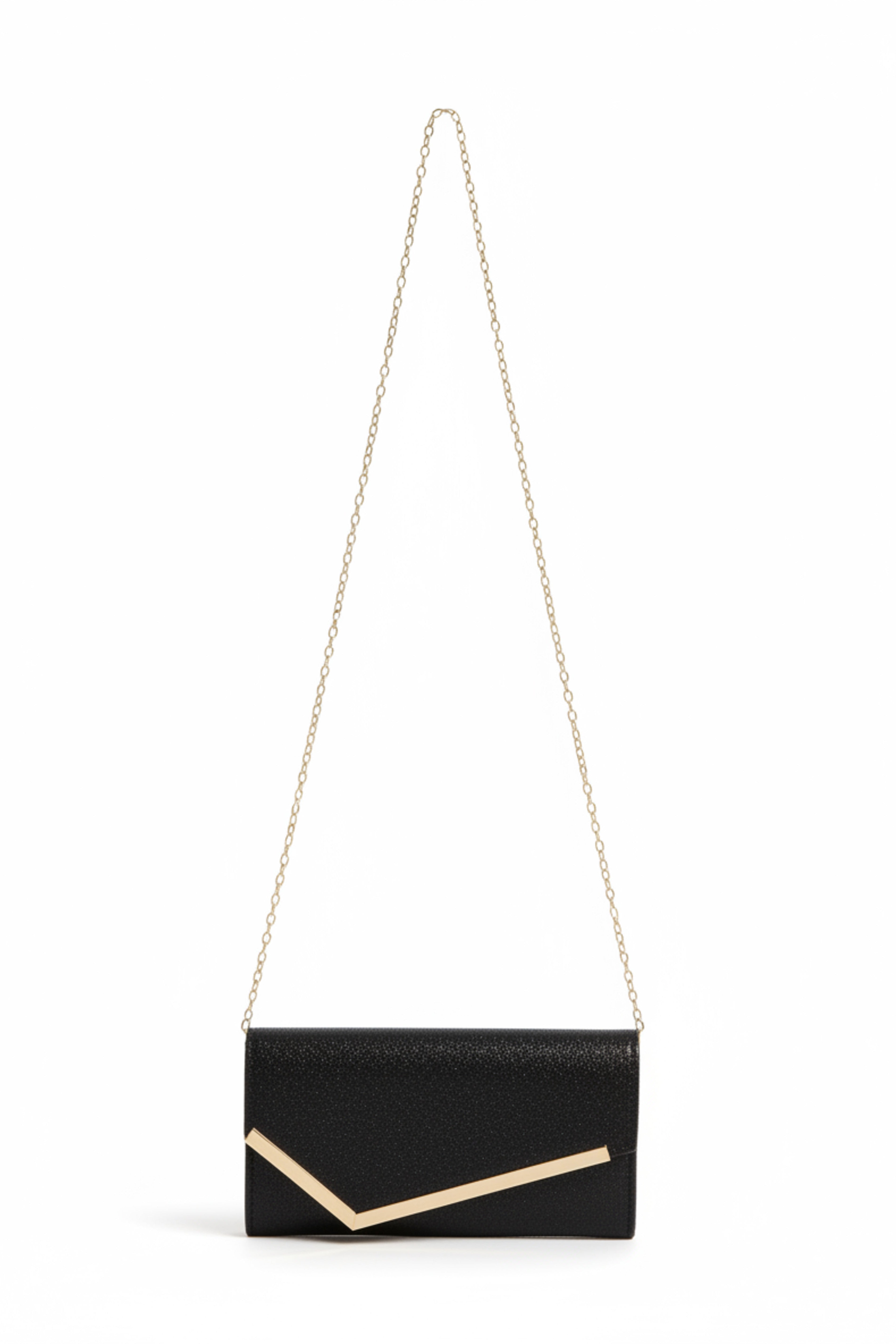 Black Sparkle Clutch with Gold Trim