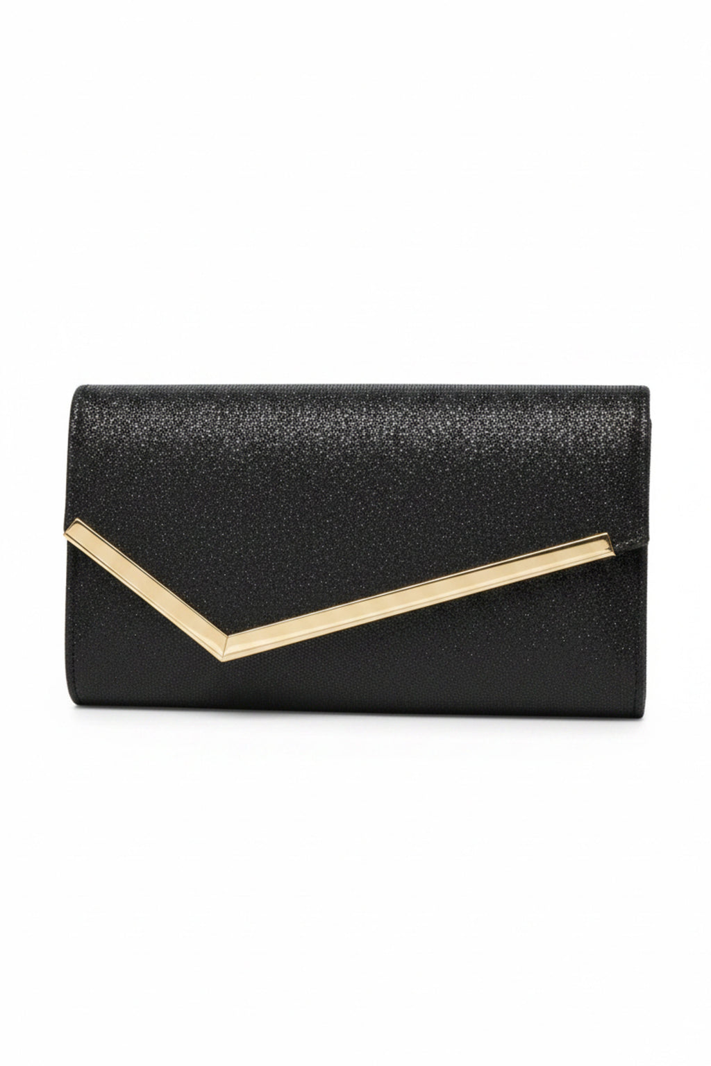 Black Sparkle Clutch with Gold Trim