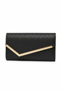 Black Sparkle Clutch with Gold Trim