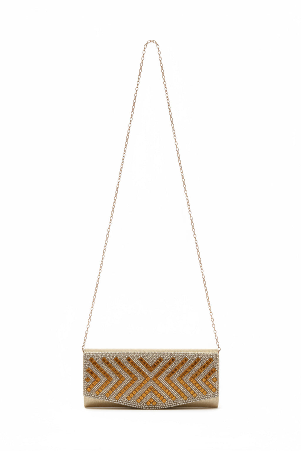Gold Geometric Studded Evening Clutch