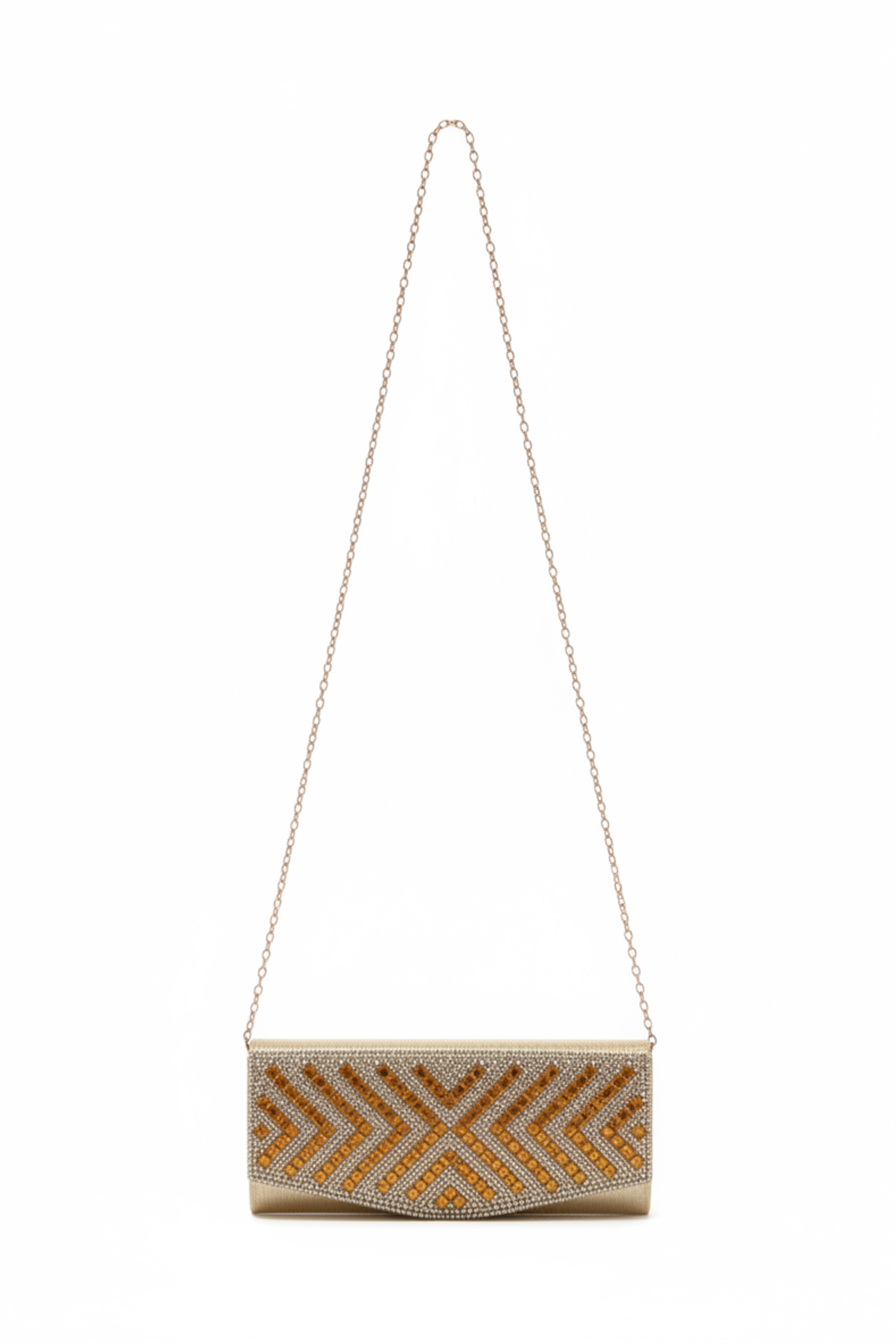Gold Geometric Studded Evening Clutch