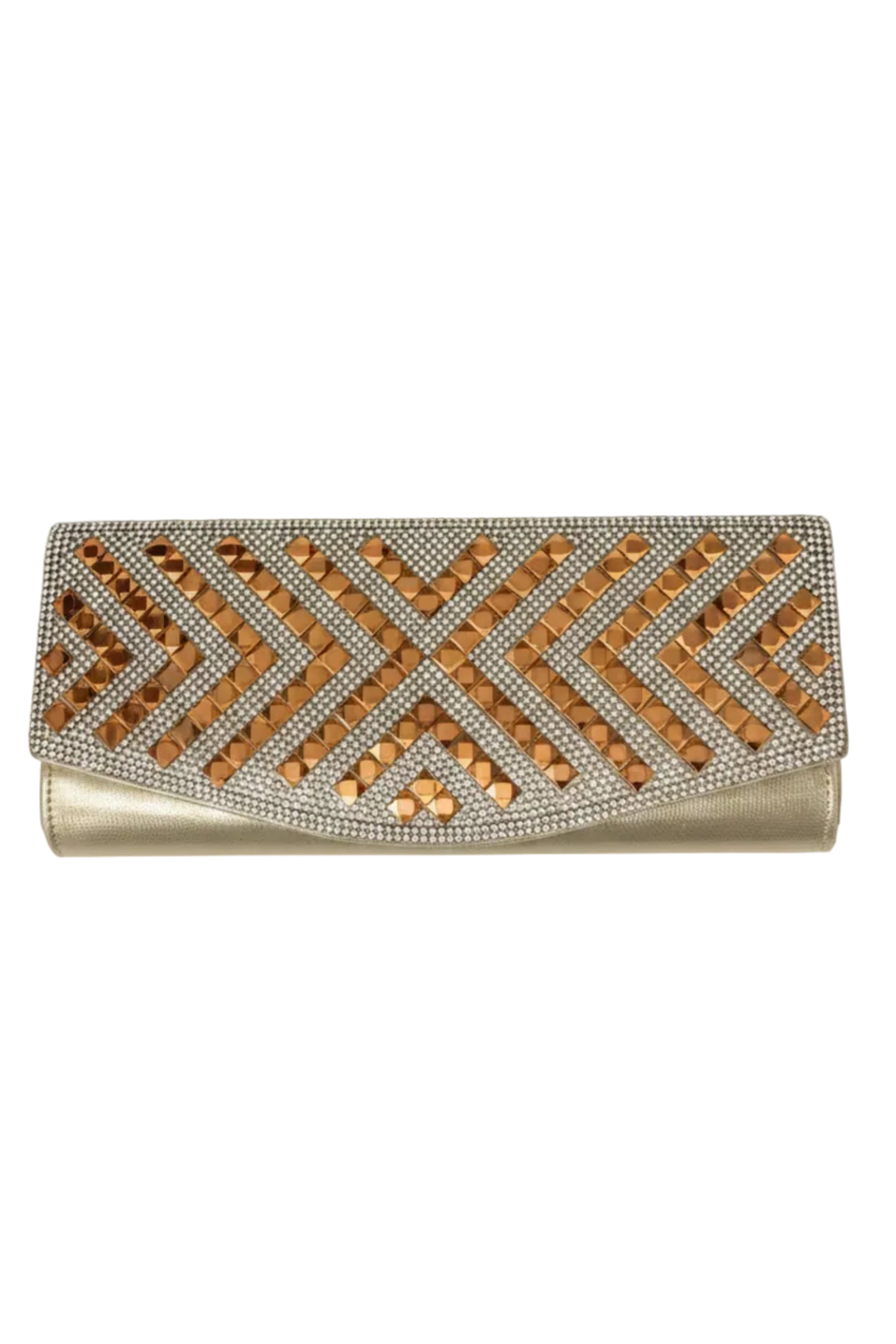 Gold Geometric Studded Evening Clutch