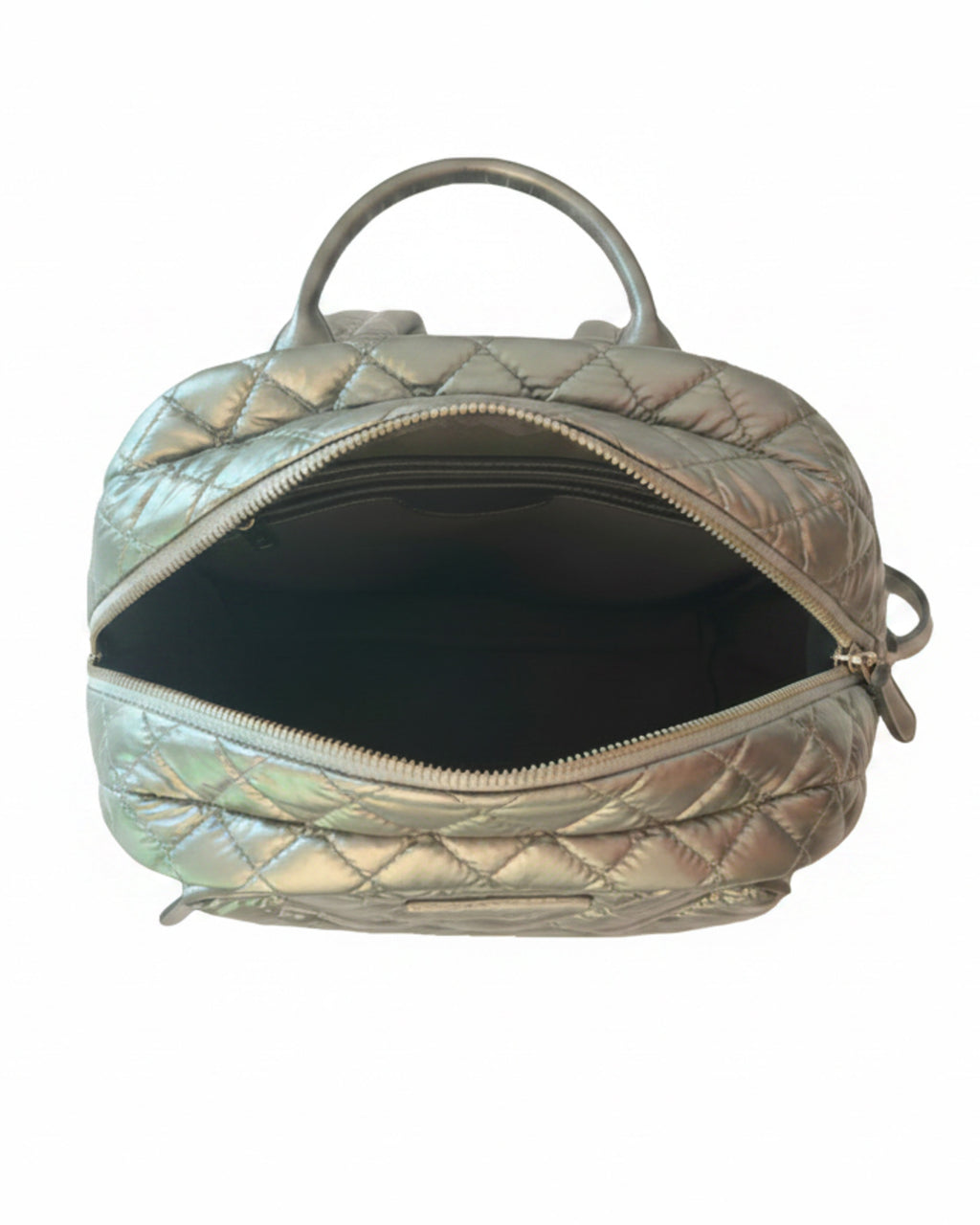 Chrome Diamond‑Stitch Backpack