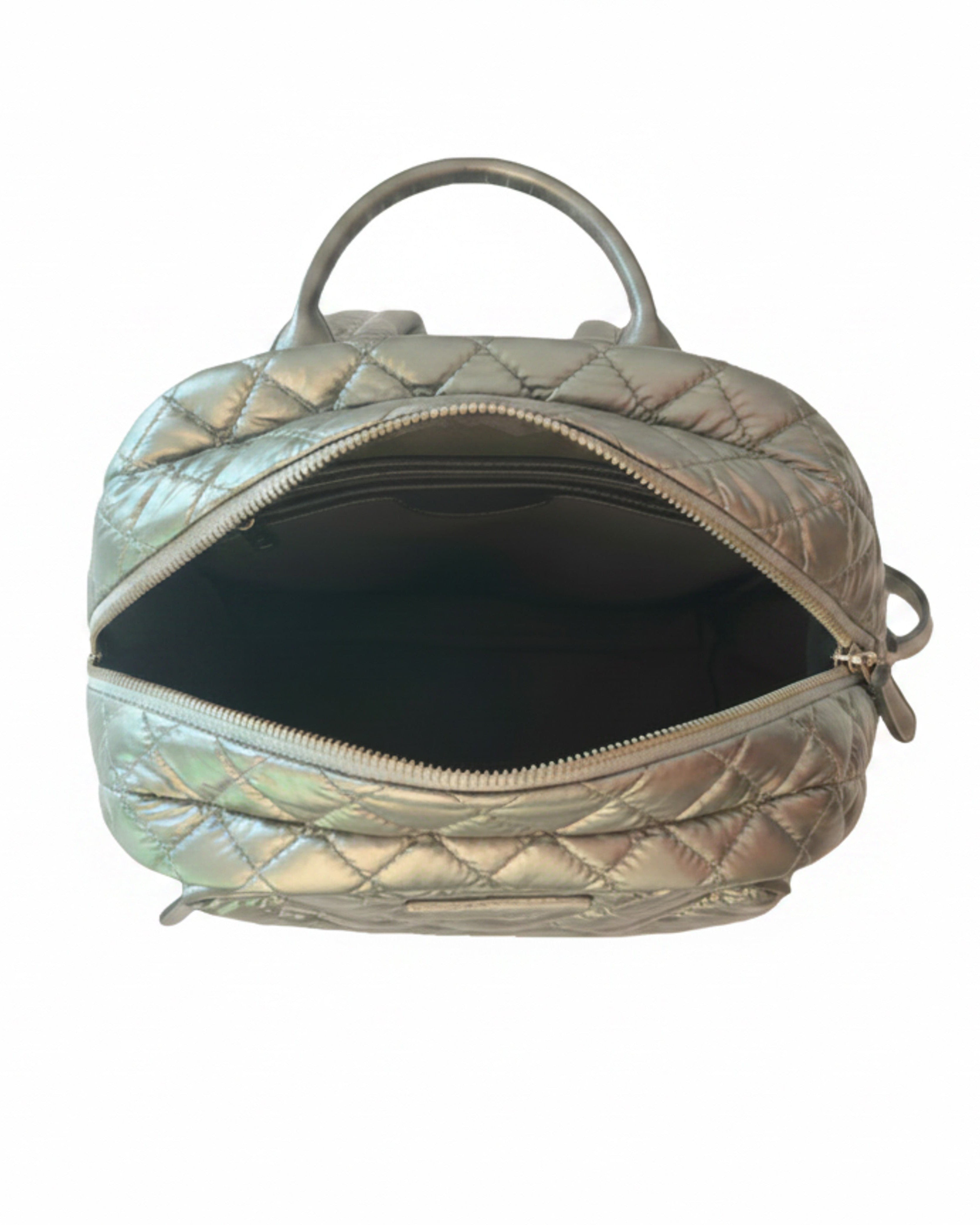 Chrome Diamond‑Stitch Backpack