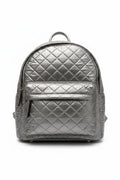 Chrome Diamond‑Stitch Backpack