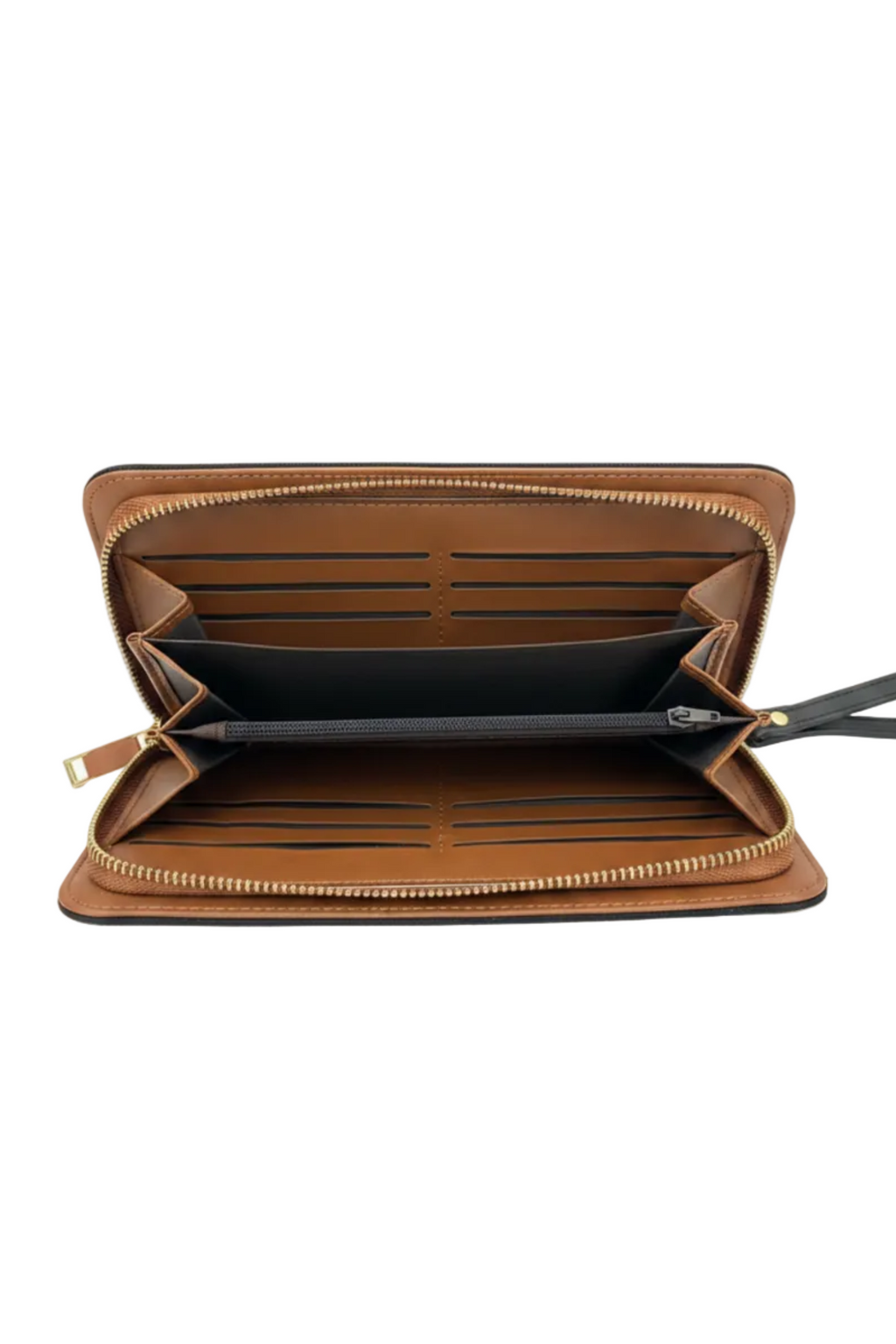 Black Gold‑Zip Wristlet