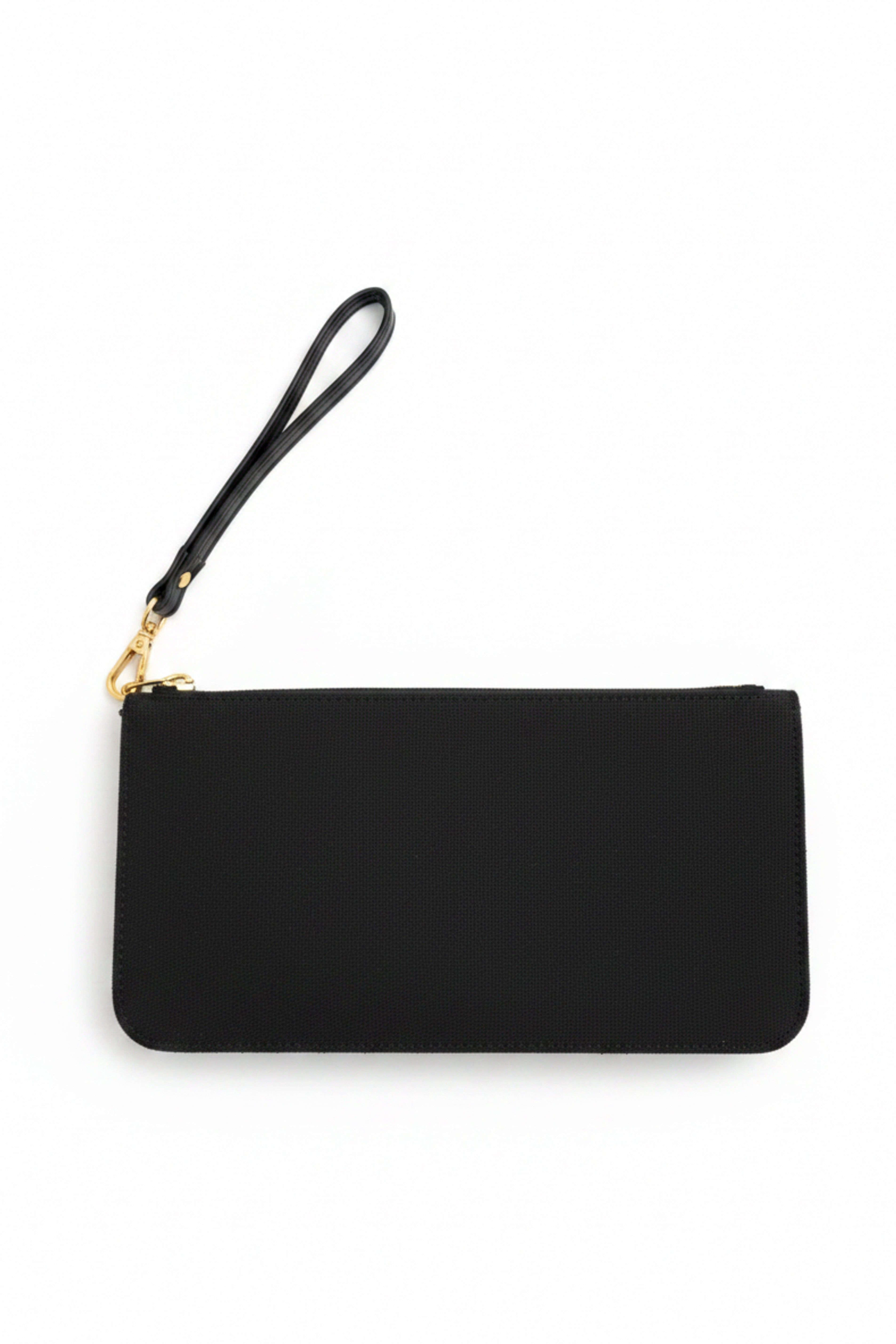 Black Gold‑Zip Wristlet